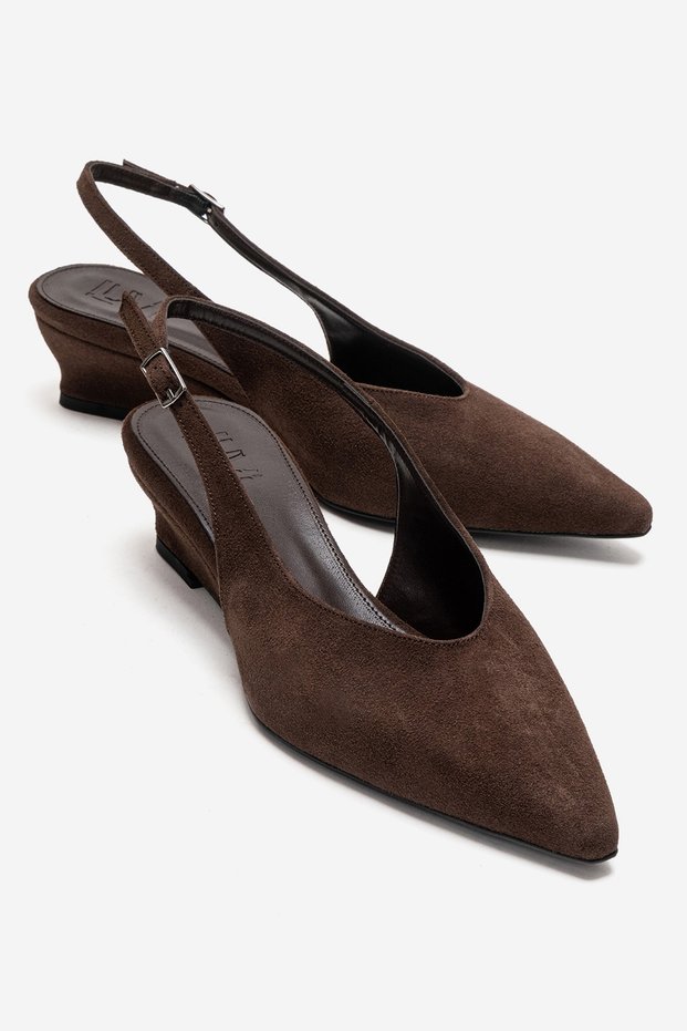 Rosella Brown Suede Mini Wedge Women's Heeled Shoes