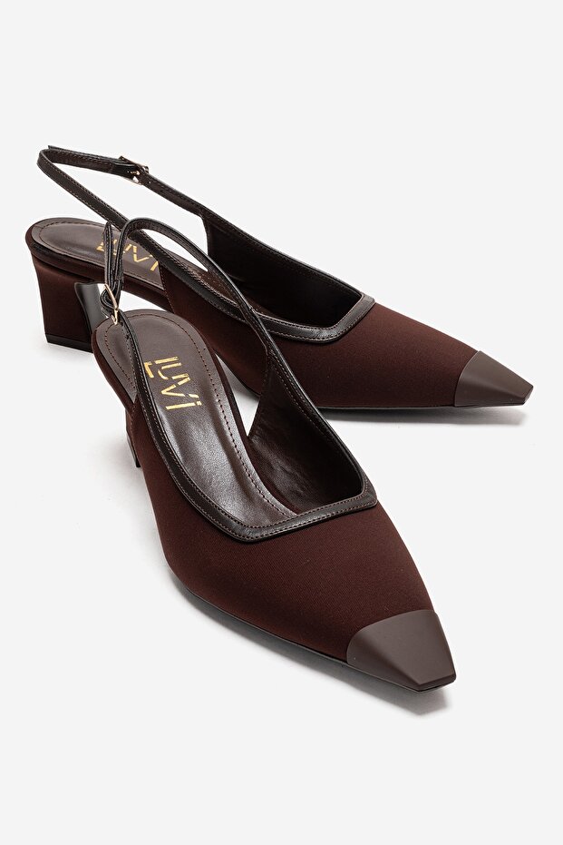 Hilda Brown Matte Toe Women's Block Heeled Shoes