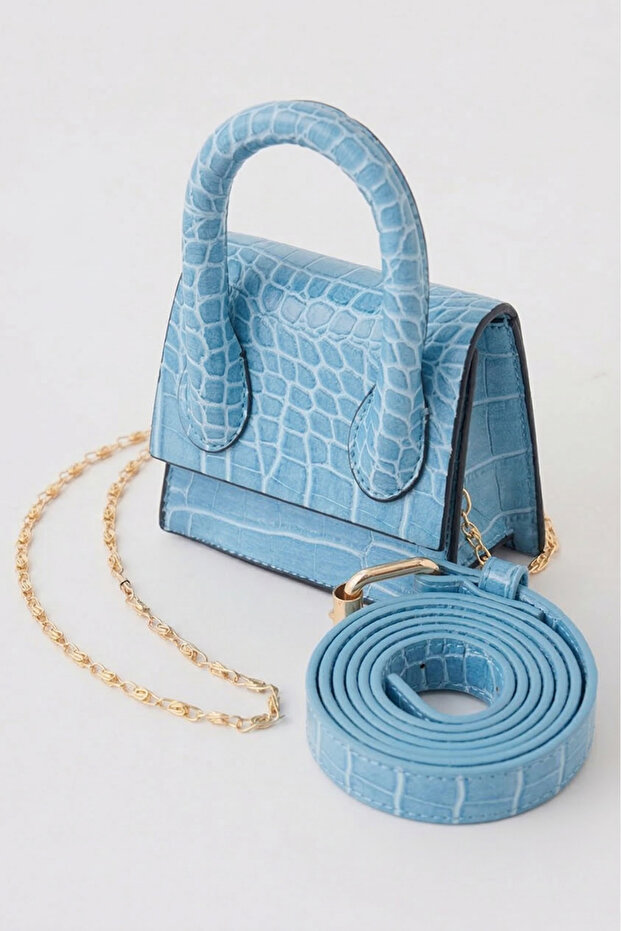 Women's Blue Chain and Waist Belt Mini Bag Vrs2006