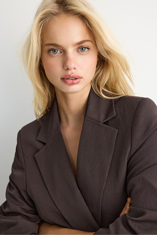 Basic keten karışımlı blazer - 4