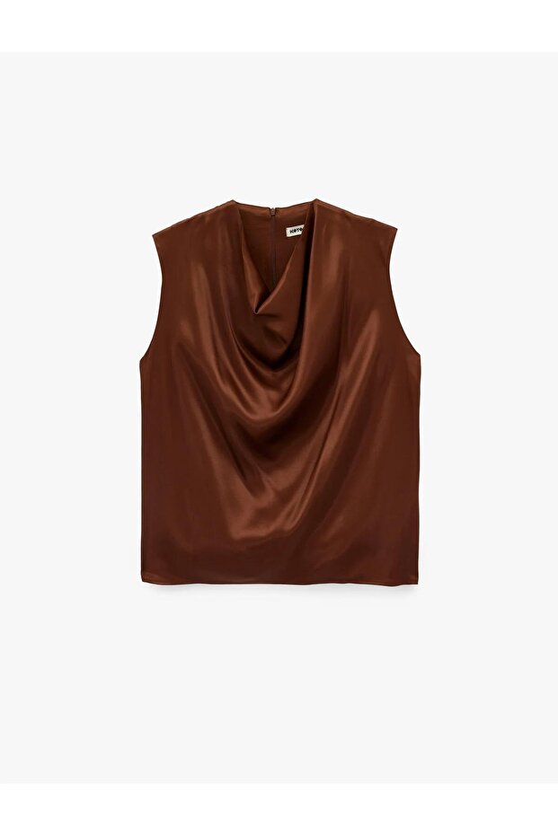 Women's Egaje Collar Sleeveless Satin Blouse 6Sak30030