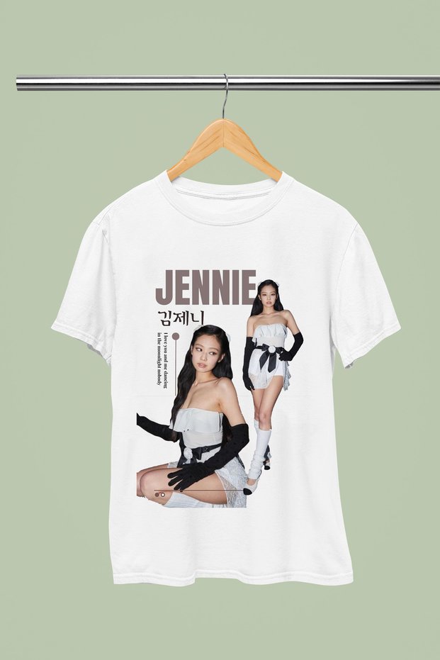 Jennie from Blackpink Printed 100% Cotton Regular Fit Children's and Youth T-Shirt