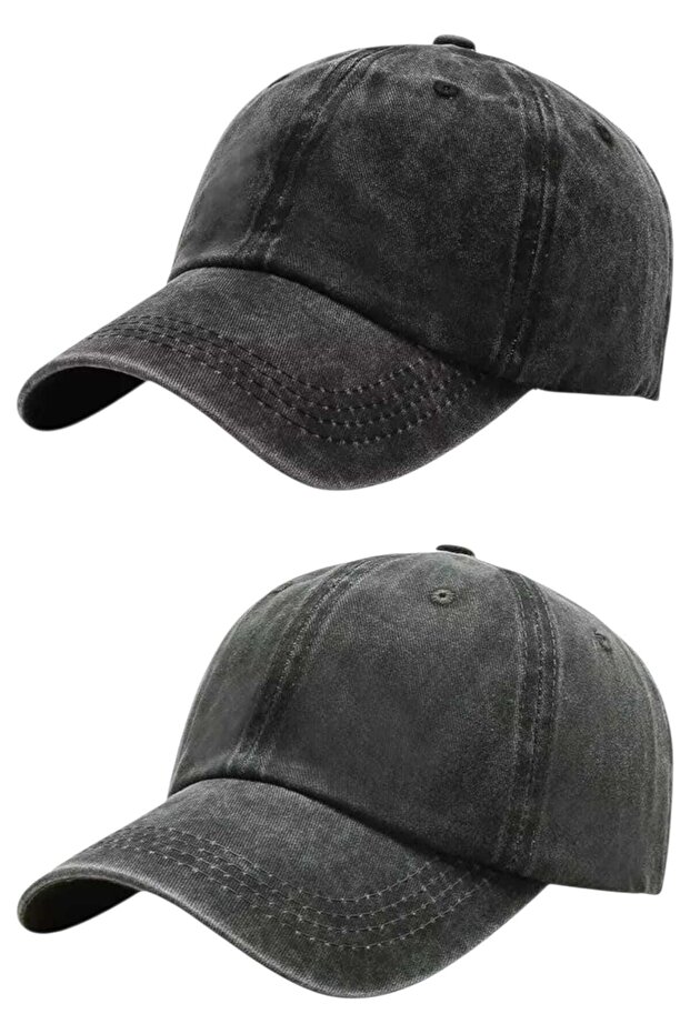 Unisex Vintage 100% Cotton Adjustable Baseball Cap Hat Set of 2