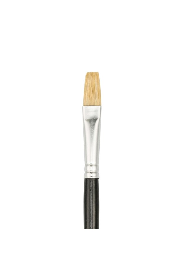 358F Series White Natural Bristle Flat Cut Brush No: 12 X 12 Pieces