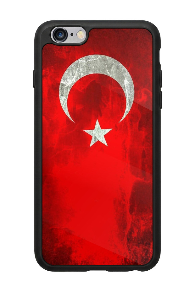 حافظة لامعة فاخرة متوافقة مع هاتف iPhone 6 Plus بتصميم العلم التركي