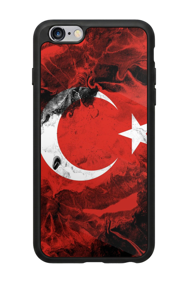 حافظة لامعة فاخرة متوافقة مع هاتف iPhone 6 Plus بتصميم العلم التركي