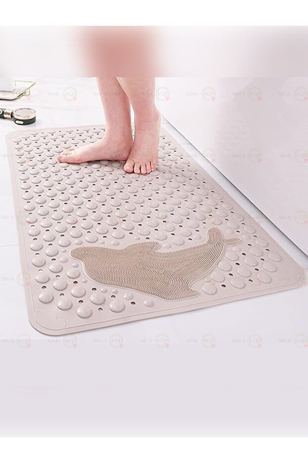 Shower Cabin Bathtub Bath Mat with Suction Cup Non-Slip for Bathroom and Shower with Dolphin Pattern 35 X 68 cm S-10