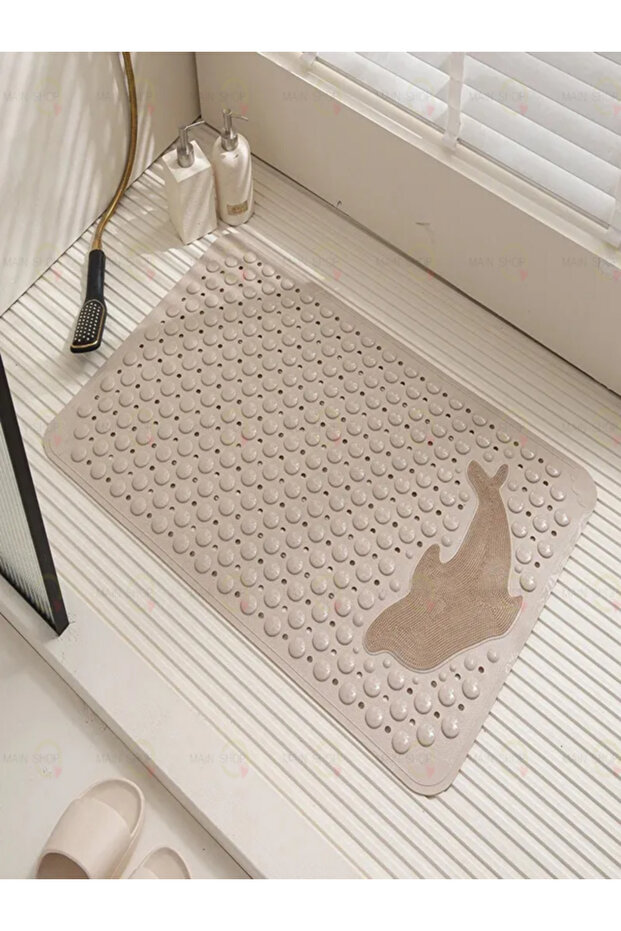 Massage Suction Cup Bath Mat & Non-Slip Floor Shower Mat Fish Patterned 35 X 68 cm S-10