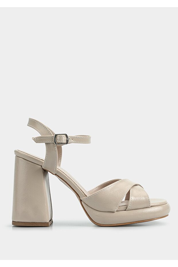 Beige Women's Heeled Sandals