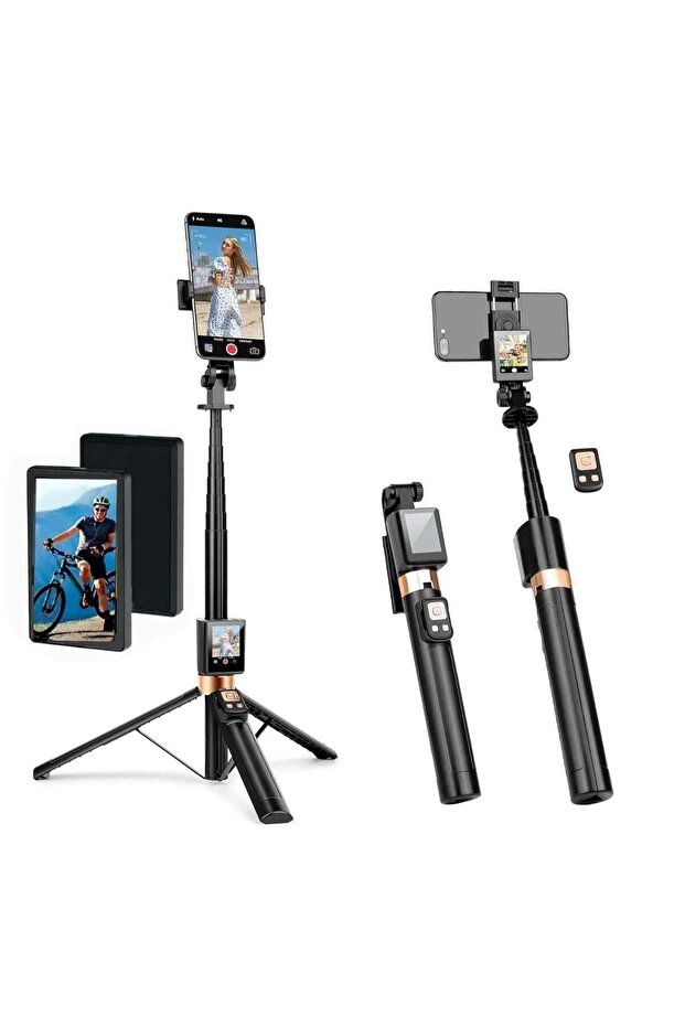 New Selfie Stick With Fill Light Extendable Selfie Stick Tripod for Phone with Display Screen and Re