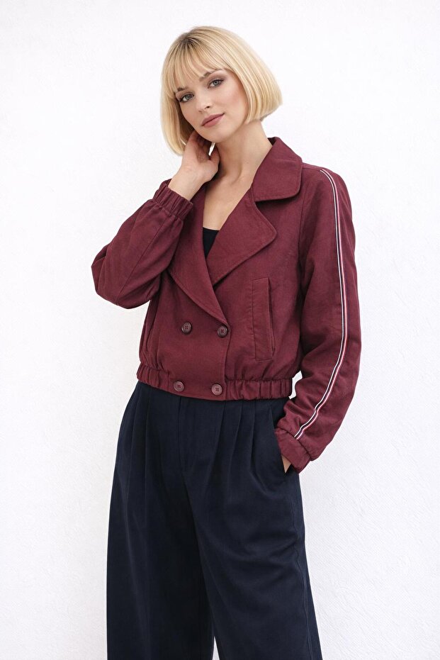 Double Button Cropped Jacket - 1