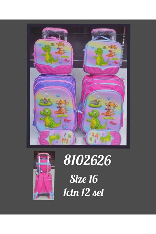 MHB0626 8808-5#16 3PC TROLLEY SCHOOLBAG+P/B+L/B