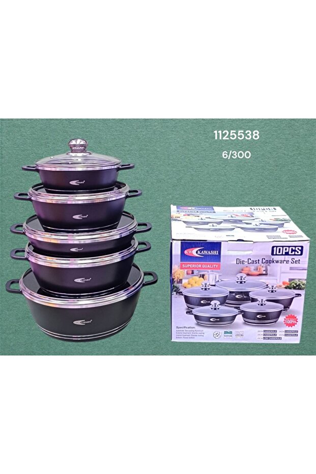PY-10PCS BLACK ALUMUNIUM COOKWARE POT