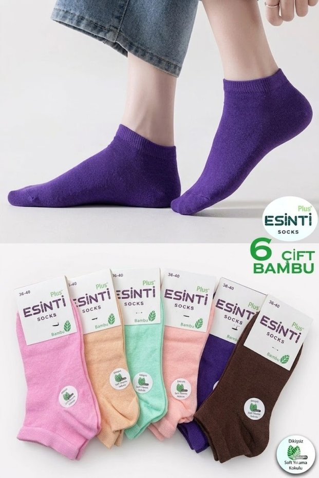 Women's Socks Short Socks White Bamboo Colored Socks Summer Booties Scented Socks 6 Pieces