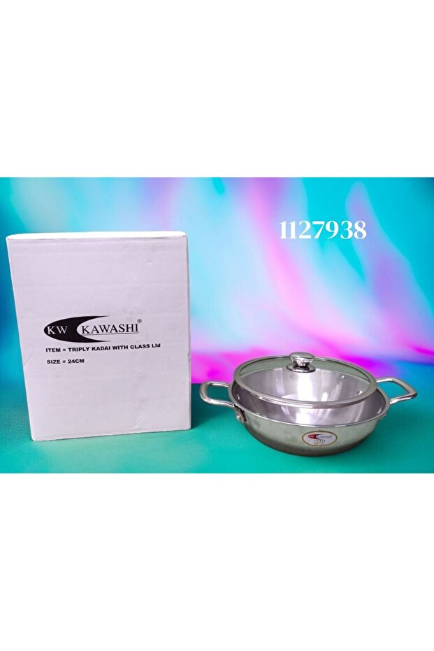 TRIPLY KADAI W GLASS LID T TYPE 24CM