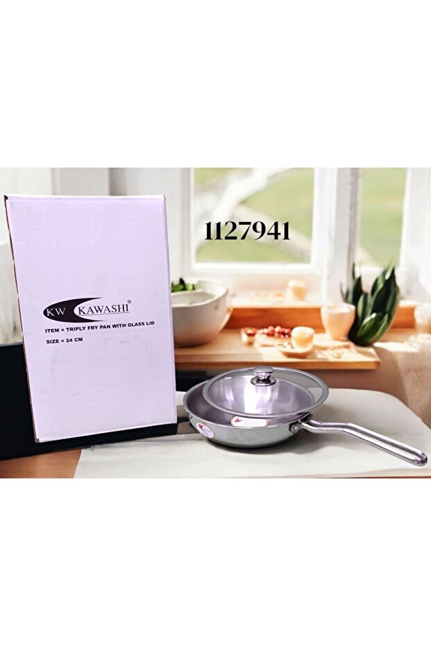 TRIPLY FRYPAN W GLASS LID T TYPE 24CM