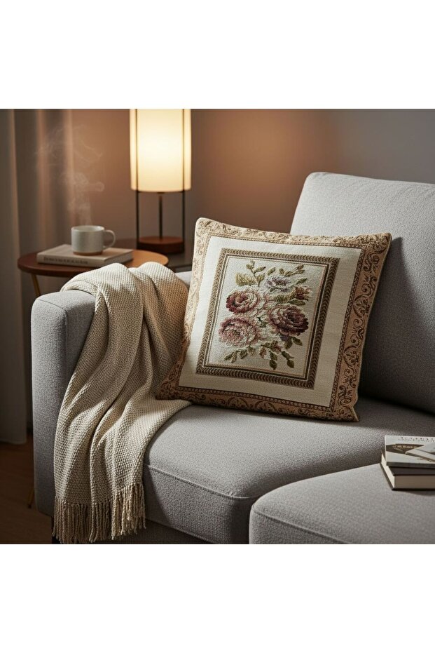 غطاء وسادة مزخرف بنمط ثنائي الاتجاه من كارلا لورين-24 مقاس 45x45