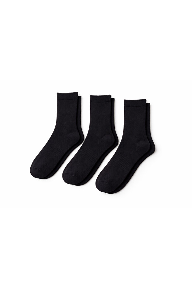 3 PAIRS CREW PLAIN SOCKS BLACK