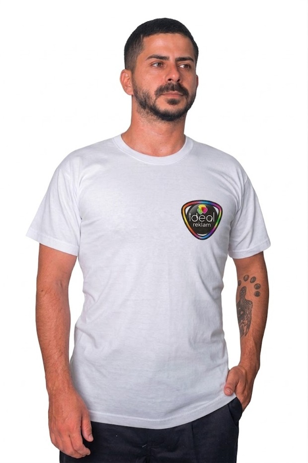 Company-Specific Printed Single Jersey Crew Neck T-Shirt White