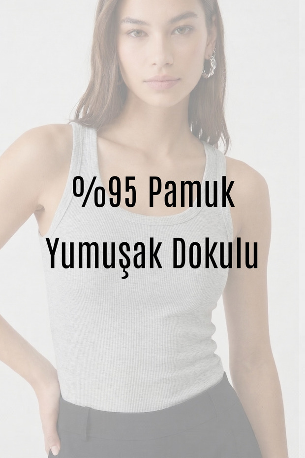 White Thick Strap 95% Cotton Soft Textured Ribbed Undershirt - 4