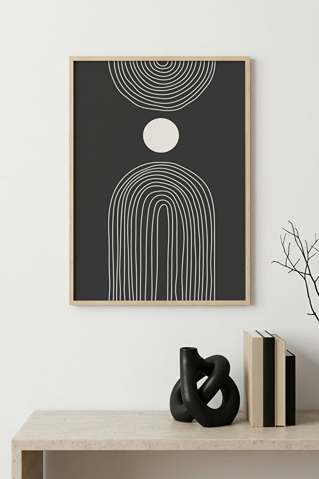 Natural Wood Framed Abstract Painting I Huhu1441 - Single Painting Natural Wood Frame