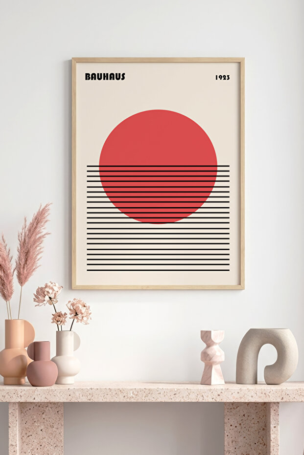 Natural Wood Framed Geometric Pattern Painting - Vibrant Tones | Huhu1104