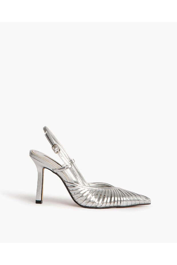 HIGH HEEL SLING BACK IN SILVER