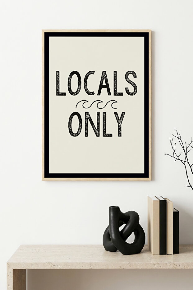 Natural Wooden Framed Text Patterned Painting - Minimal |   Huhu1073