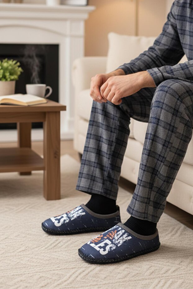 14631 Men's Felt Comfortable Silent Sole Lightweight Home Carpet Guest Slippers