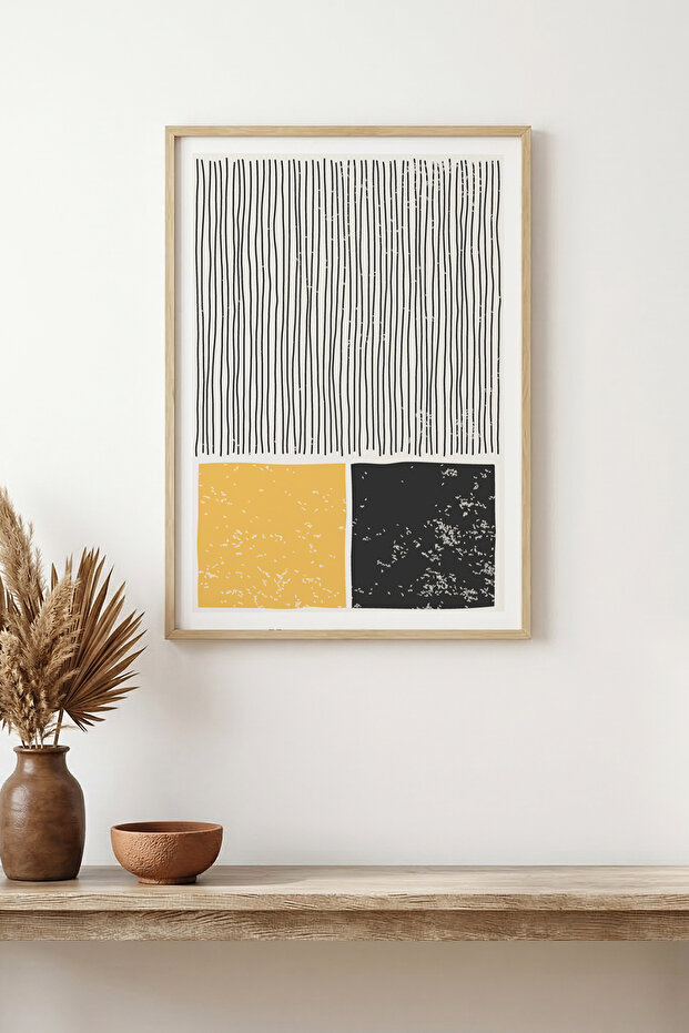 Natural Wood Framed Abstract Painting I Huhu1535 - Single Painting Natural Wood Frame