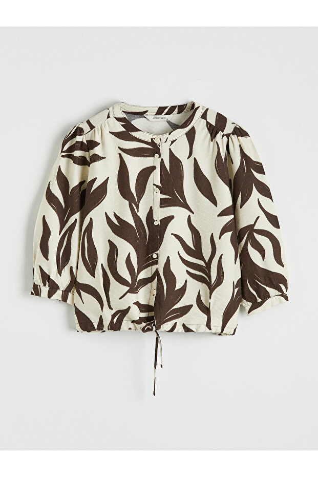 Crew Neck Patterned Blouse - 5