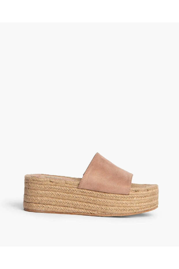 SUEDE WEDGE MULE IN LIGHT PINK