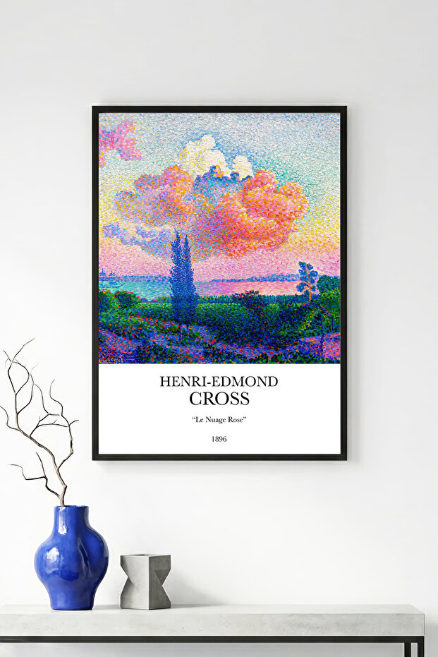 Natural Wood Framed Abstract Cloud Pattern Painting - Vibrant Tones | Huhu1146