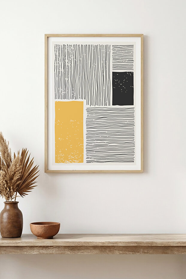 Natural Wood Framed Abstract Painting I Huhu1532 - Single Painting Natural Wood Frame