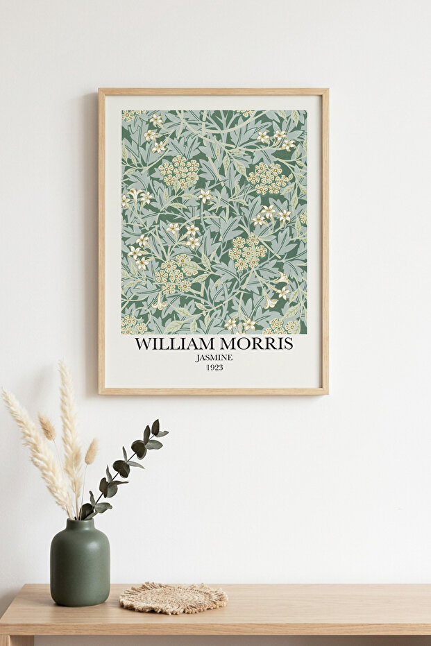 Natural Wood Framed Floral Pattern Painting - Pastel Tones | Huhu1162 - Single Table Natural Wood Frame