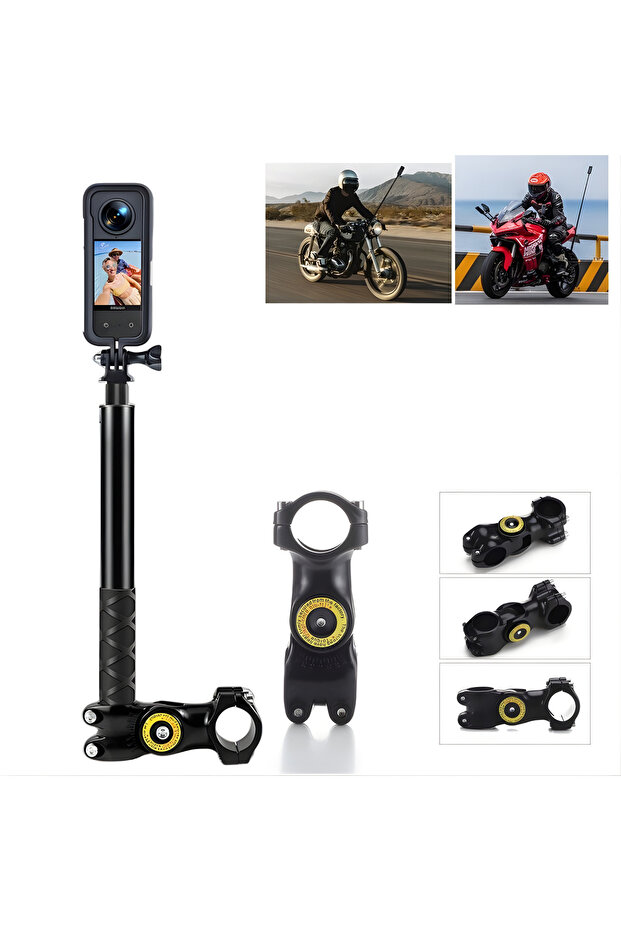 Coverzone Gidon Montaj Görünmez Selfie Çubuğu,Insta360 X3,X2,X4,ONE RS,GO 3,One X,Alüminyum,1/4” Vidalı GD01