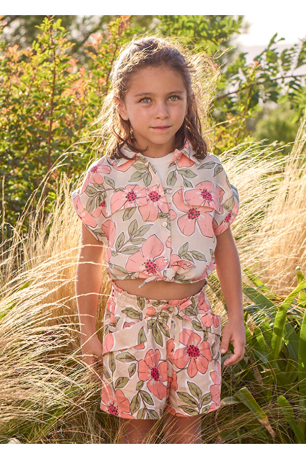 Girl's Floral Patterned Shorts - 03221