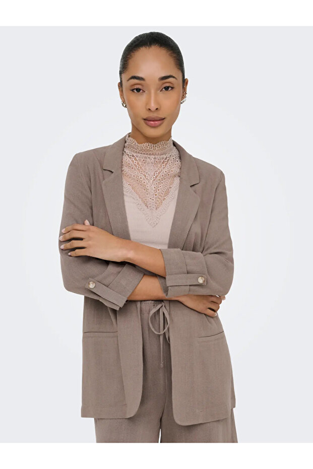 Women's Shawl Collar Blazer Brown Jacket - 15322274 - 4