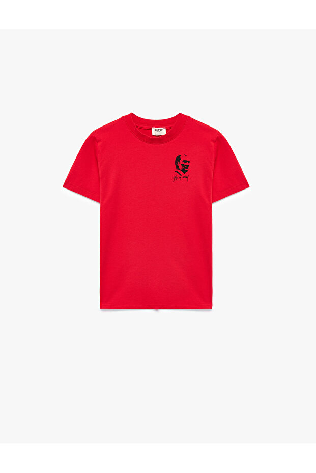 Ataturk Printed Short Sleeve Crew Neck Cotton T-Shirt