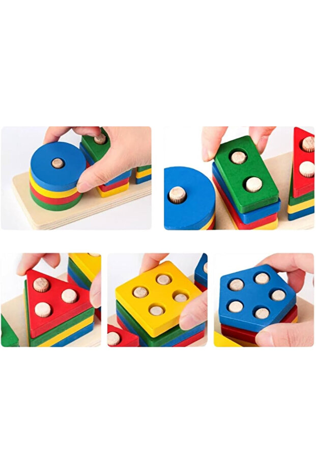 Ahşap Geometrik şekşller 4lü - 3