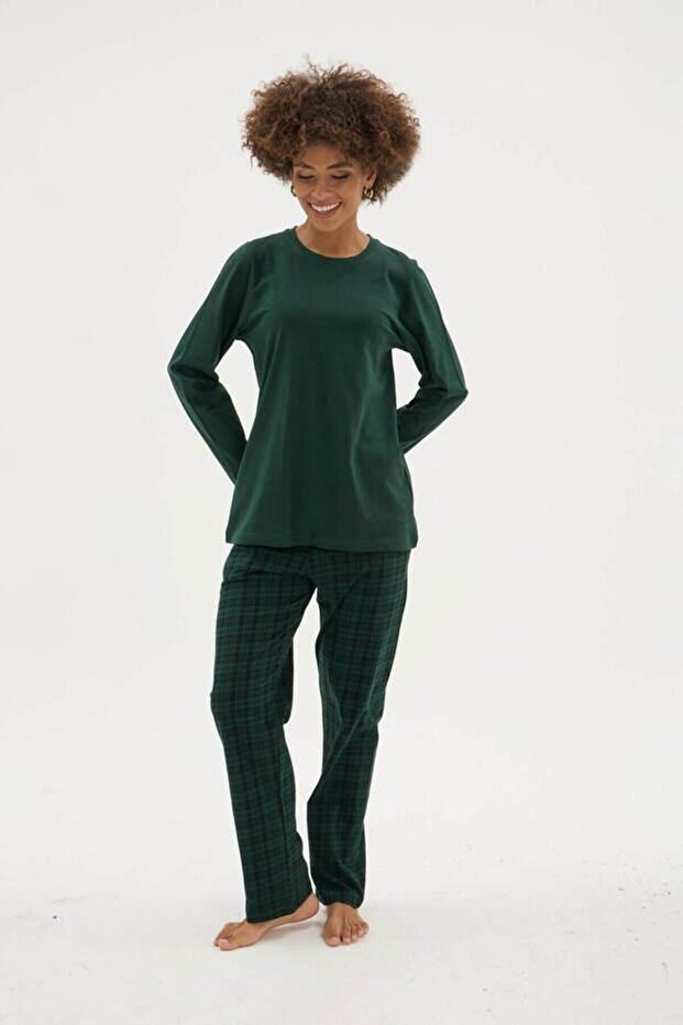 Women's Green Long Sleeve Pajama Set 9273-K