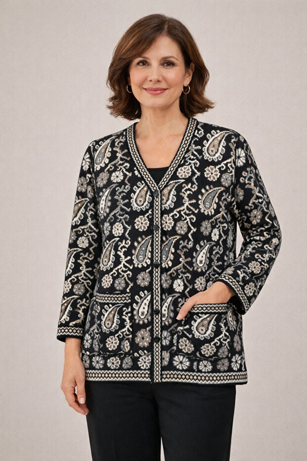 Patterned Cardigan - 1