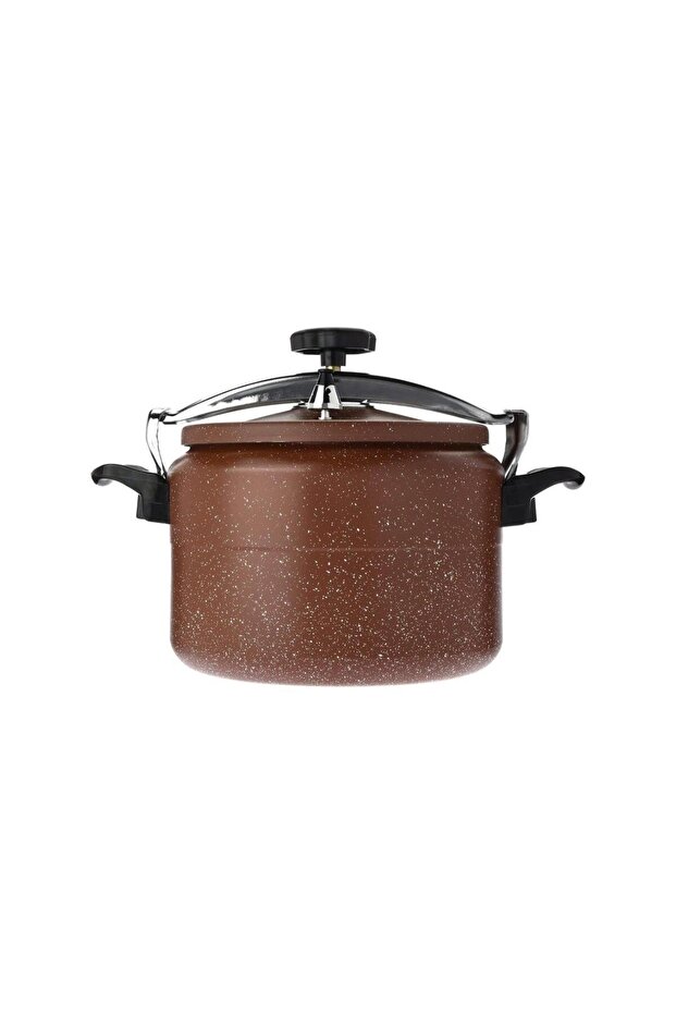 Non-Stick Aluminum Pressure Cooker with Granite Coating, 5 Litre - Brown Speckled Finish