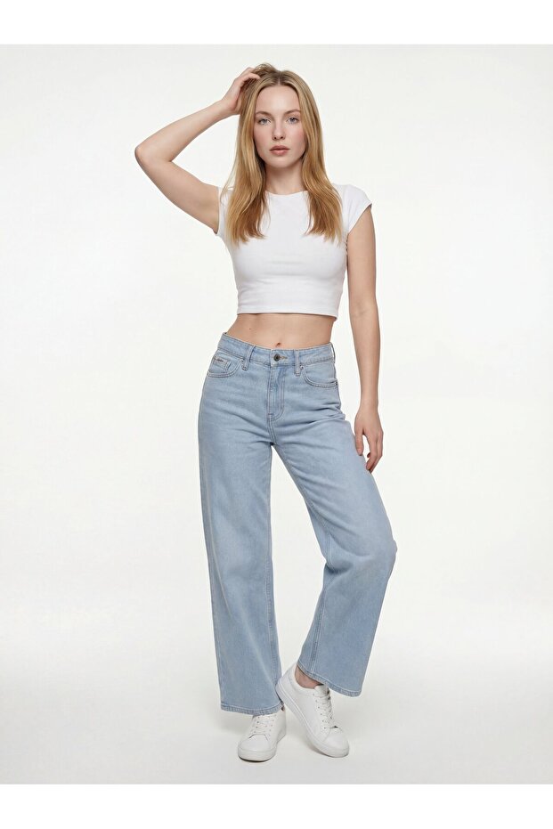 Women's Jean Pants Lf2042524 Ice Blue Wash