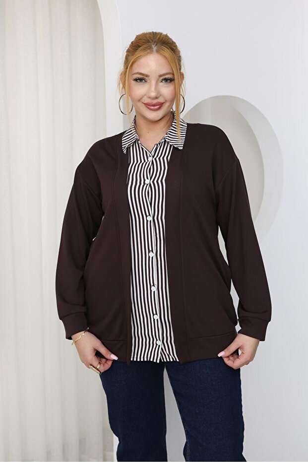 Plus Size Cardigan Detailed Shirt