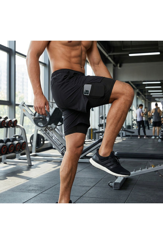 Pavotti Erkek Running Hızlı Kuruma Antreman-Halı Saha-Fitness Kısa Taytlı Outdoor Şort