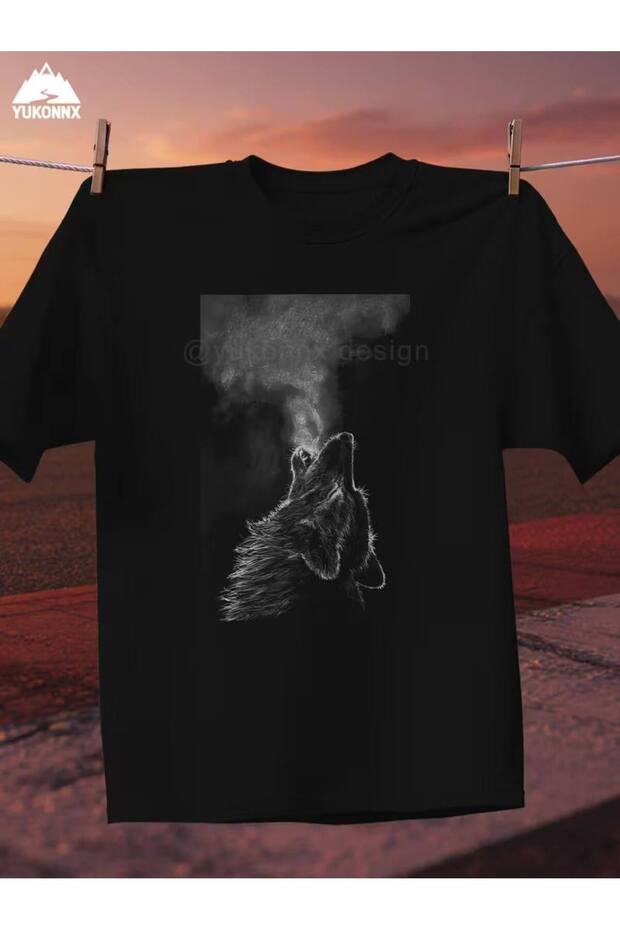 Black Unisex Oversize T-Shirt Printed Men's Women's Relaxed Fit Casual Trend Streetwear