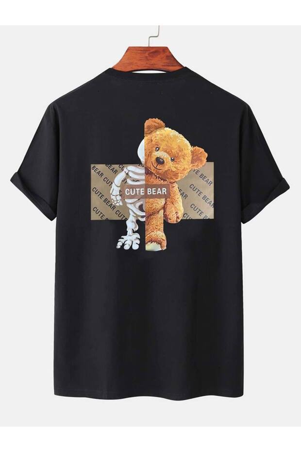Black Unisex Oversize T-Shirt Printed Men's Women's Relaxed Fit Casual Trend Streetwear
