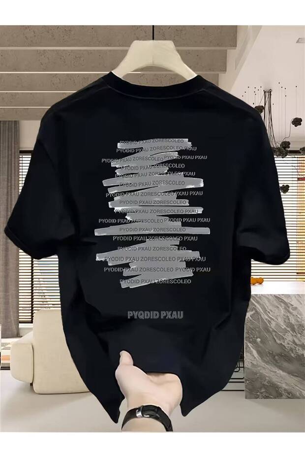 Black Unisex Oversize T-Shirt Printed Men's Women's Relaxed Fit Casual Trend Streetwear