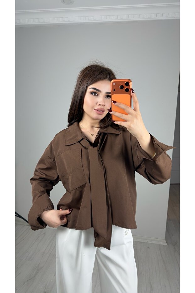 Brown Tie-Up Stylish Shirt Blouse